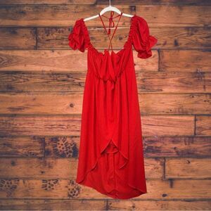 Haute Rogue Red Off Shoulder High-low Dress Small